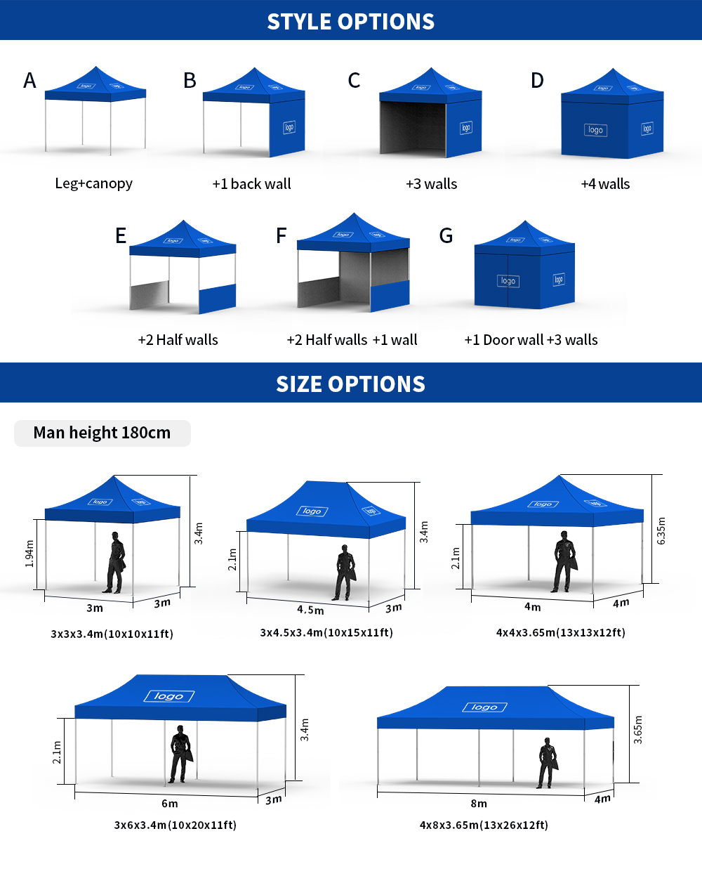 trade show tent size